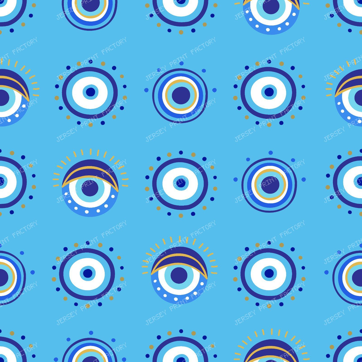 Evil Eye Pattern, Turkish Eye, Nazar, Mati, Mataki, Hamsa — Blue 2