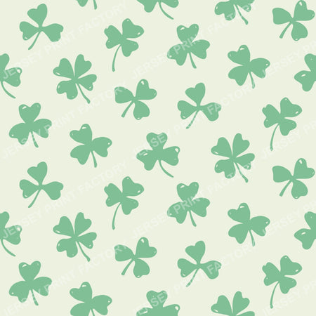 Rustic Boho Clover Pattern with Lucky Four Leaf Clover. Light green.
