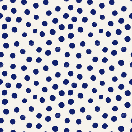 Polish Pottery Navy Polkadots On Stoneware Ivory
