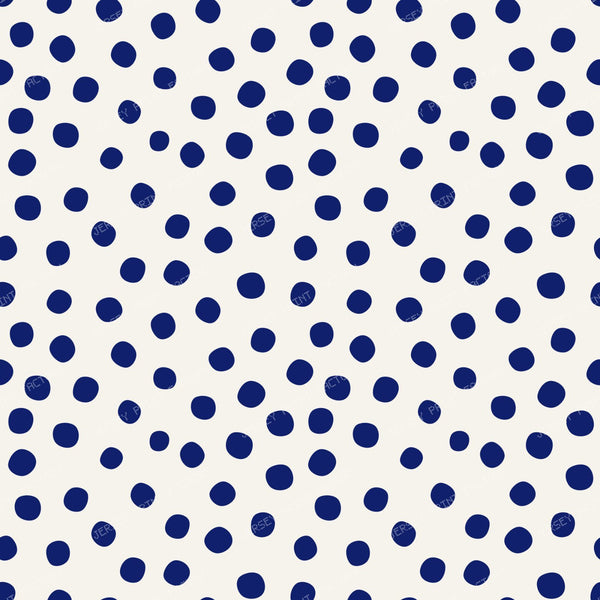 Polish Pottery Navy Polkadots On Stoneware Ivory