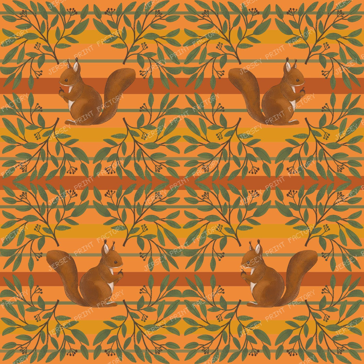 Squirrels and Stripes Dark Orange