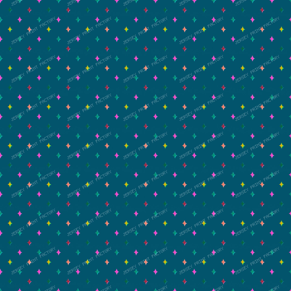 Colourful sparkle stars on Teal Blue