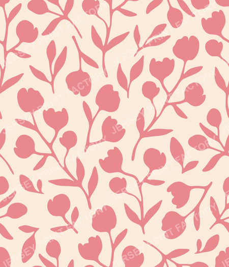 Fleurline - Modern Vintage Floral Silhouette - Dusk Rose on Cream