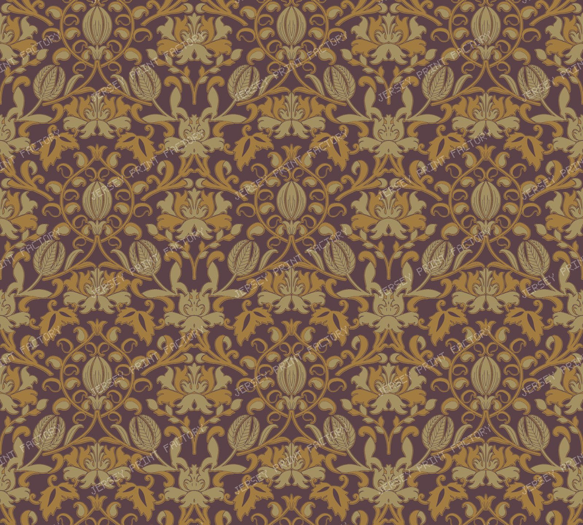 Rich Espresso Chocolate and Olive Green Damask Pattern