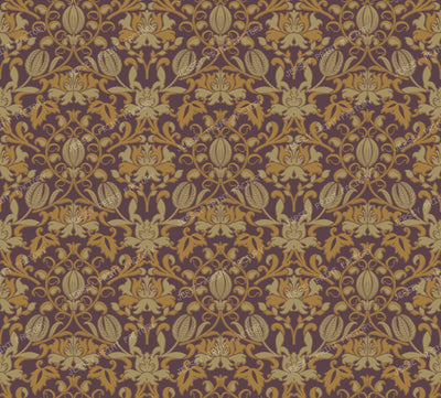 Rich Espresso Chocolate and Olive Green Damask Pattern