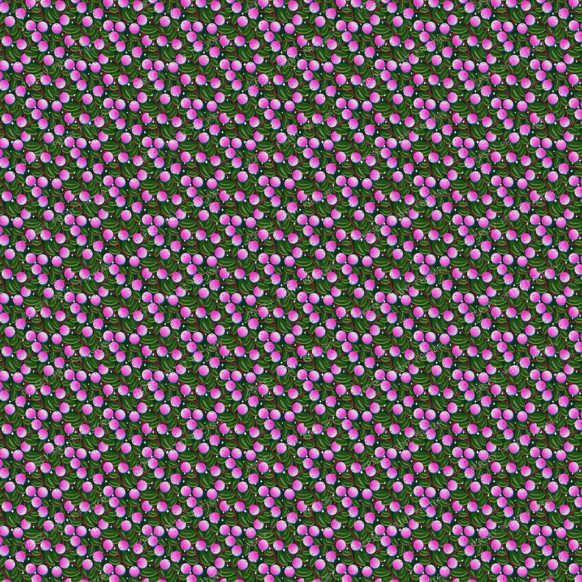 Winter Snowberries and Sparkle on Dark green