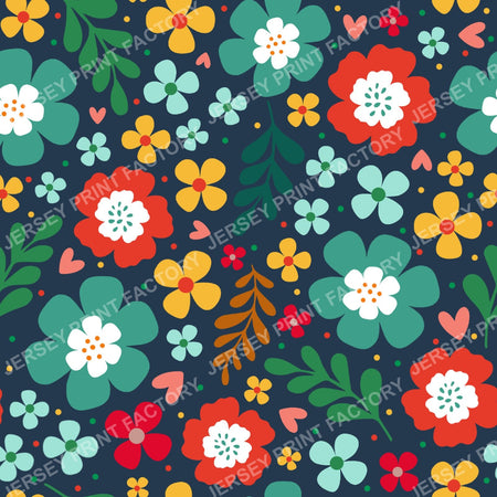 Colorful Bold Playful Floral On Navy