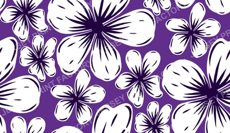 Boho Mid Century Hibiscus Flowers in Purple