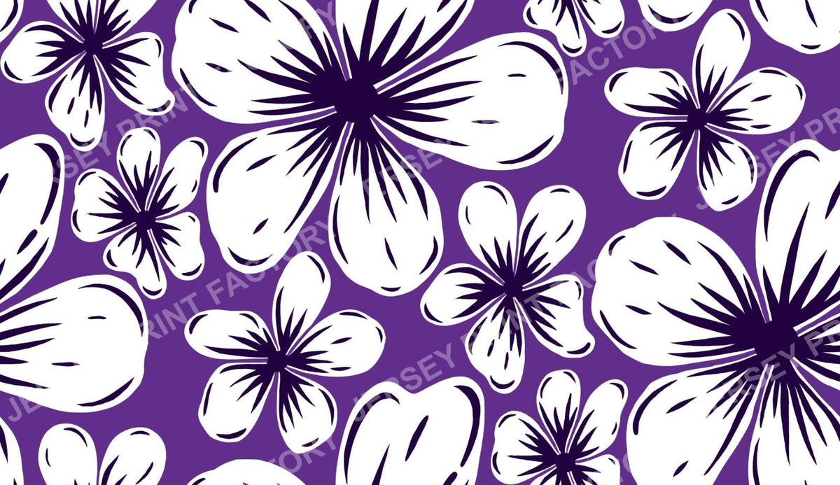 Boho Mid Century Hibiscus Flowers in Purple