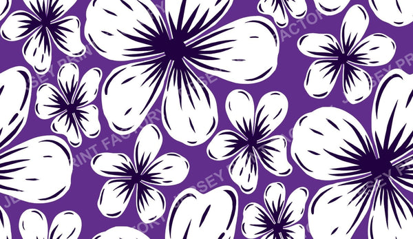Boho Mid Century Hibiscus Flowers in Purple