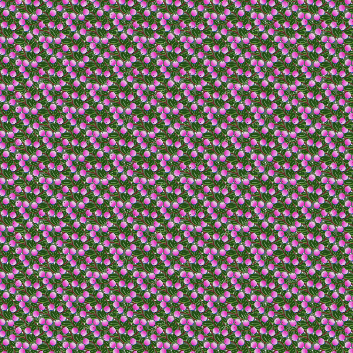 Winter Snowberries and Sparkle on Muted Green