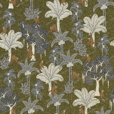Tropical Monkey Palm Tree Botanical — Olive Green