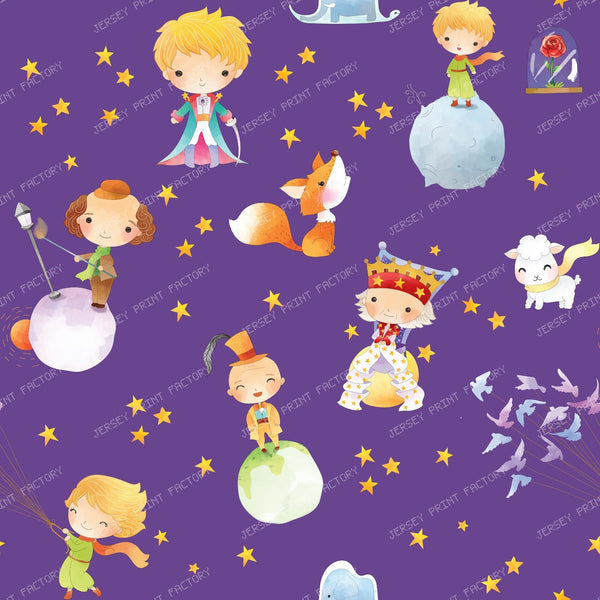 Little Prince Children's Fairytale Toile Pattern  - Violet