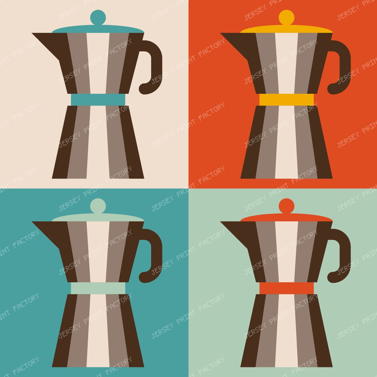 Coffee Pot, Moka Pot, Pop Art, Colorful Squares — Colorful 3