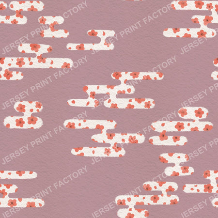 Japanese style clouds with Sakura Cherry Blossom - Dusty Pink