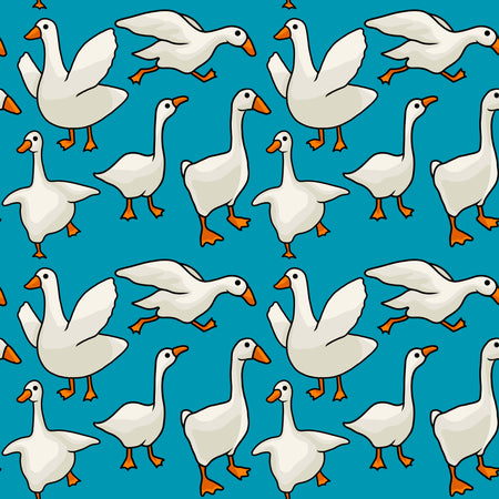 Silly Geese on Teal Background