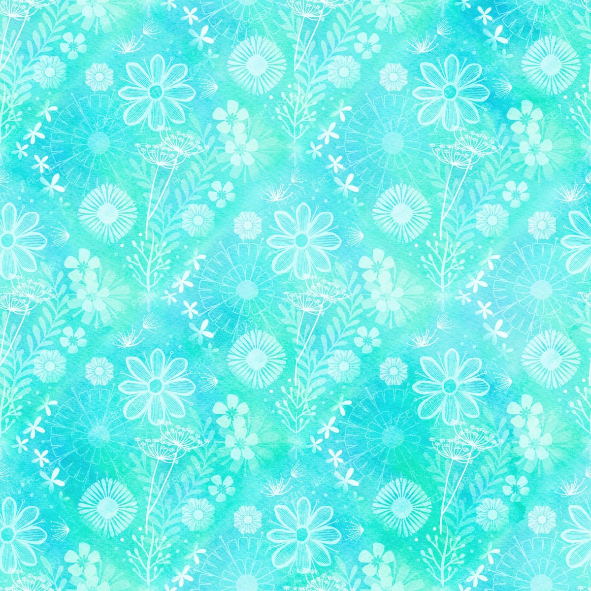 Turquoise Floral Tonal