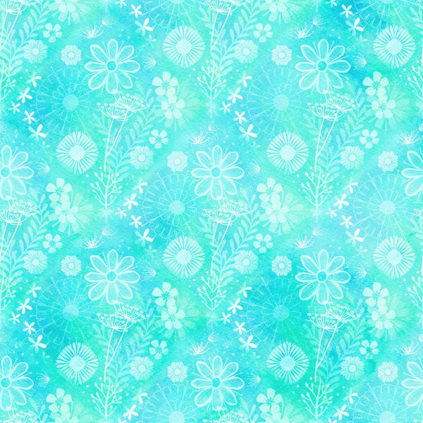 Turquoise Floral Tonal