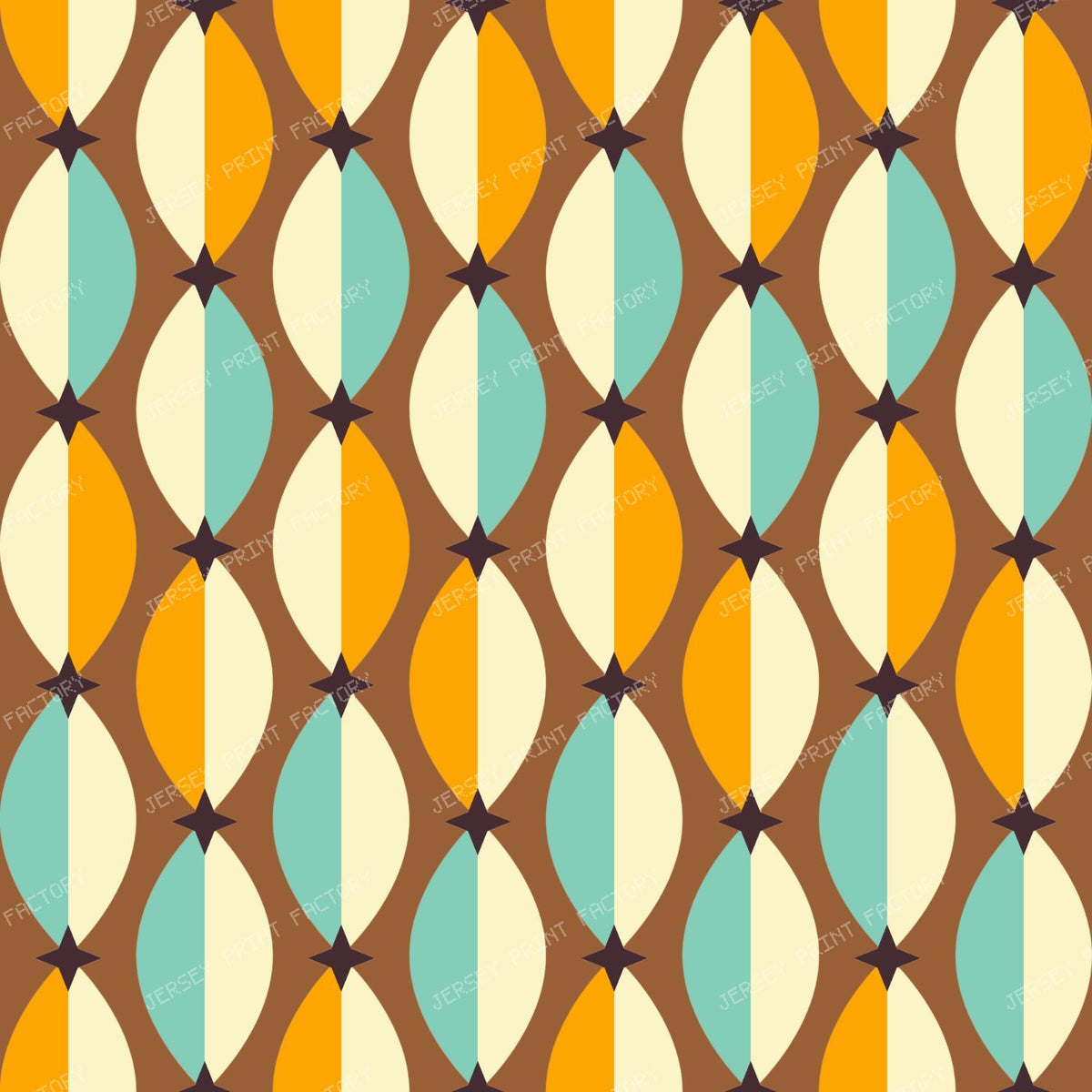 Retro Almonds and Stars Duotone Lattice Brown Earth