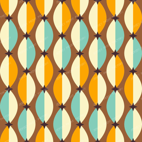 Retro Almonds and Stars Duotone Lattice Brown Earth
