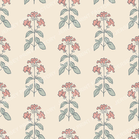 Vintage Block Print Sprigs Terracotta — Blush Peach
