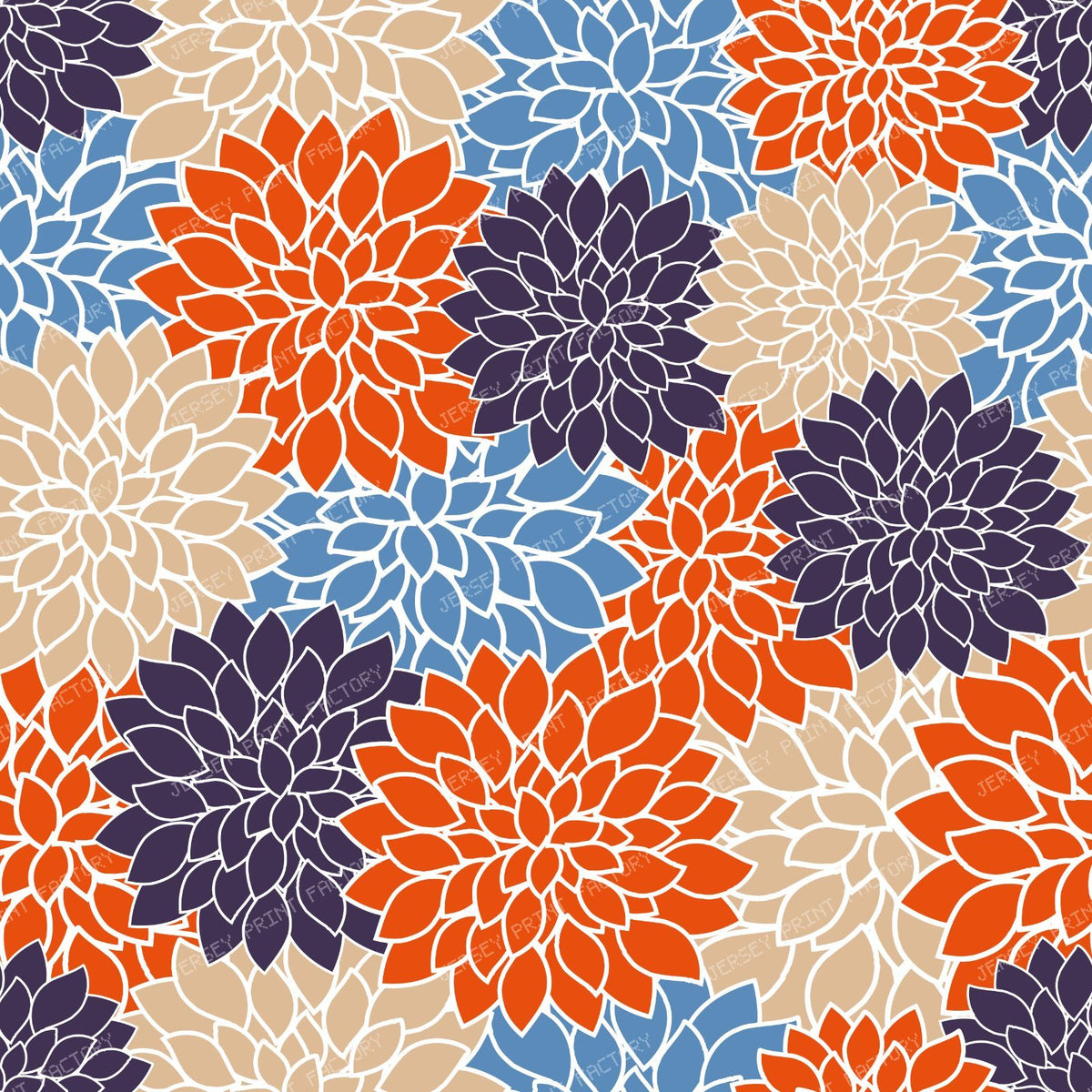 Blue Dahlia, Brown Dahlia, Orange Dahlia, Floral Pattern — Colorful 3