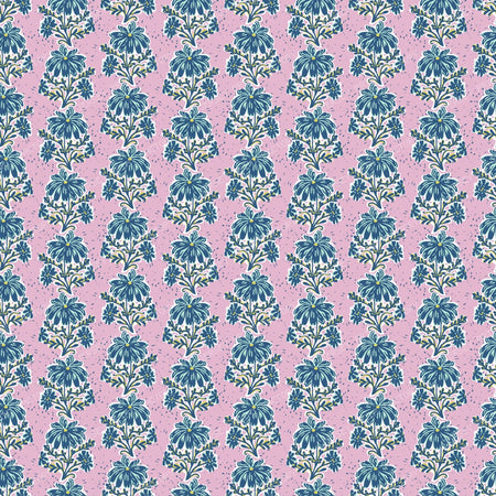 Cecily  Playful Block Print Floral   Lilac & Teal