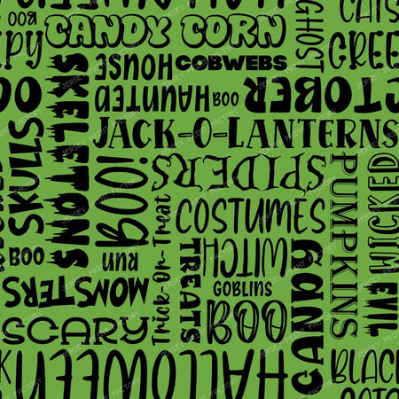 Halloween Word Cloud Sayings Black On Green