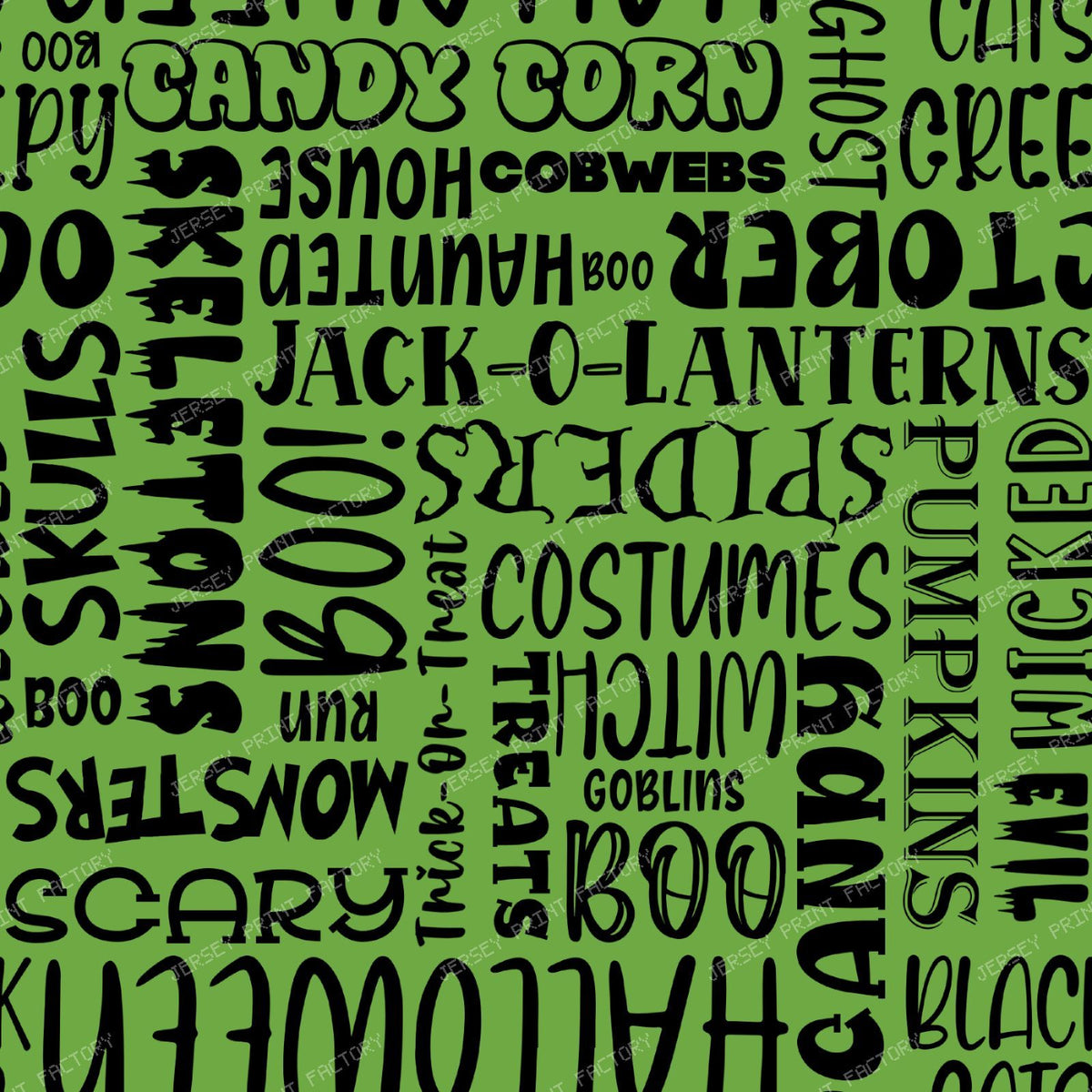Halloween Word Cloud Sayings Black On Green