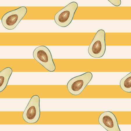 Cute Avocados With Yellow Stripes Background
