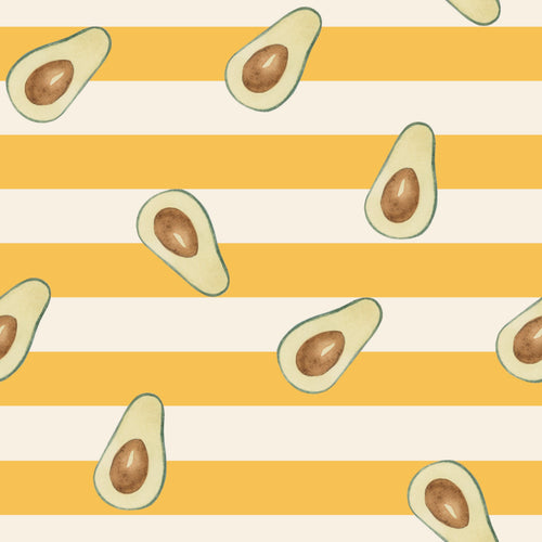 Cute Avocados With Yellow Stripes Background