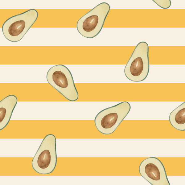 Cute Avocados With Yellow Stripes Background