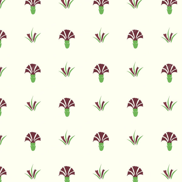 Iznik Carnation Block Print White - Small