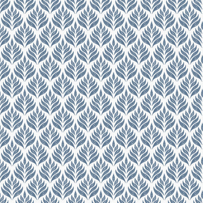 Botanical Floral Geometric Tile - Cottagecore Block Print Leaves - Blue and White — White and Blue