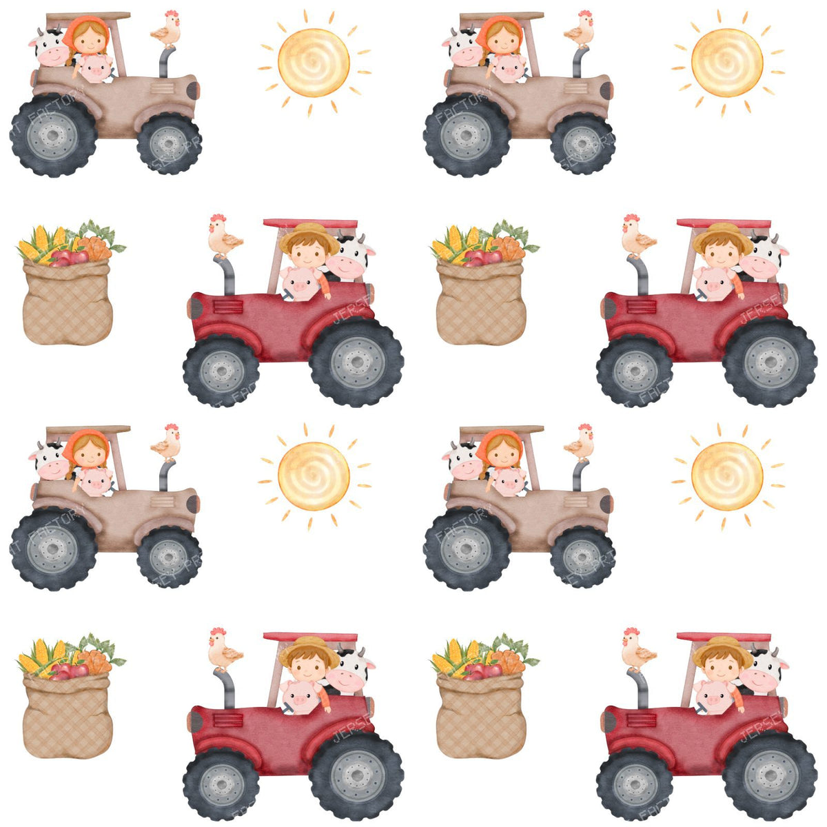Farm Animals, Barnyard Animals, Tractor, Vegetables, Sun