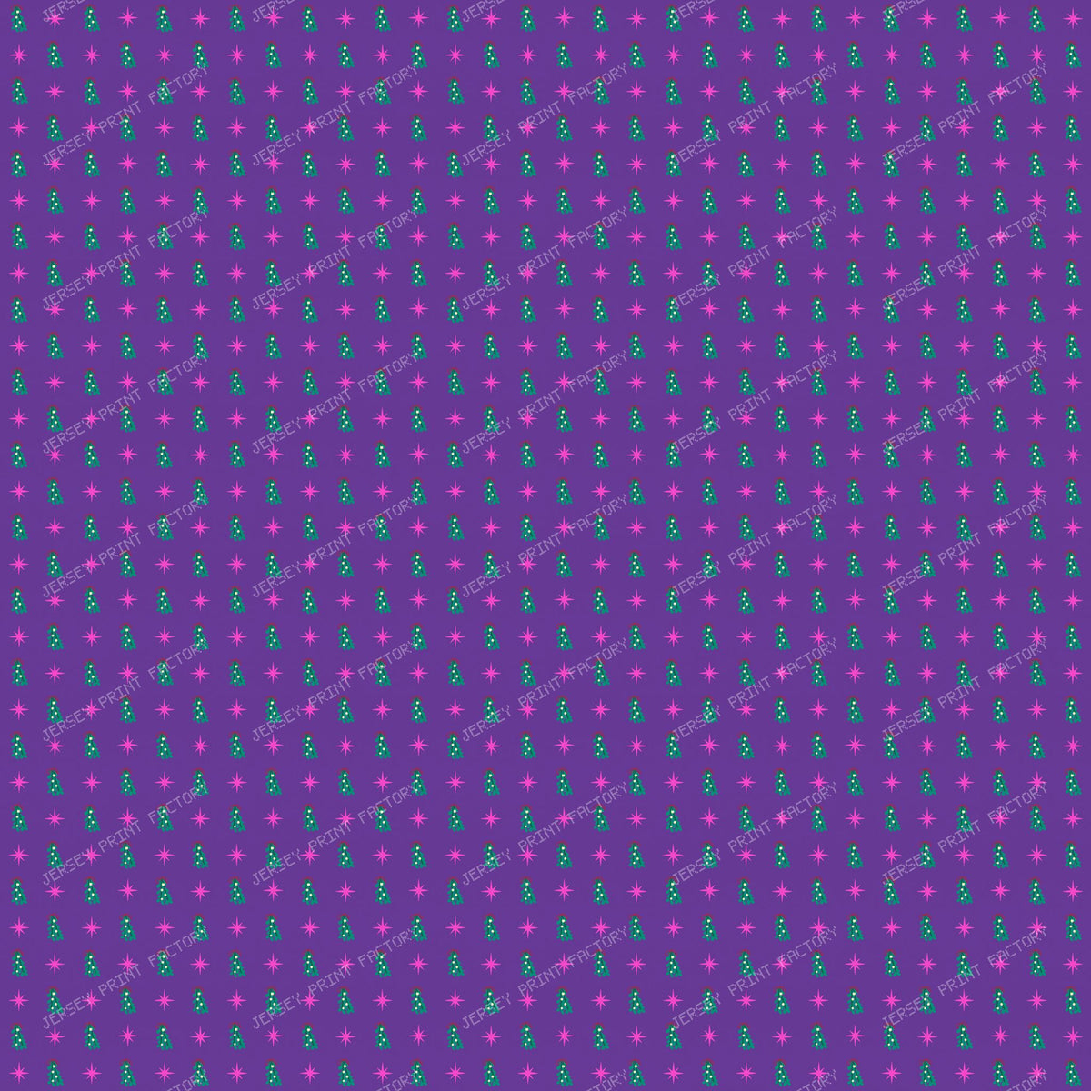 Whimsical Winter Mistletoe and Pink Stars on Purple