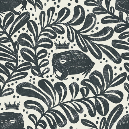 Fairytale Frog Prince  with Leaves Block Print