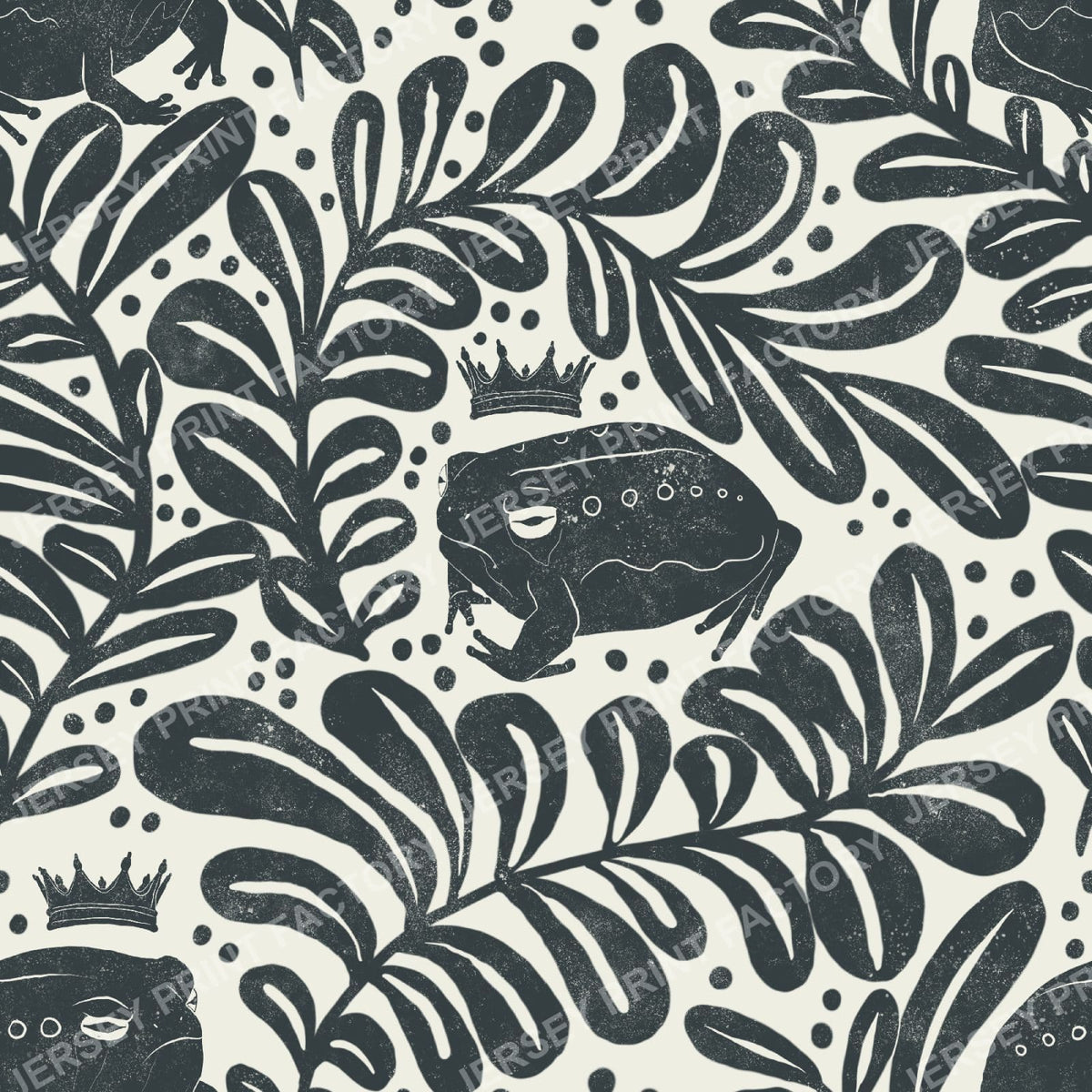 Fairytale Frog Prince  with Leaves Block Print