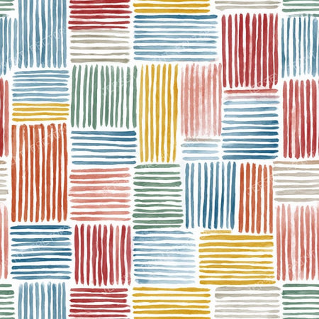 Multicolor Woven Watercolor Geometric Line