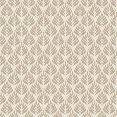 Botanical Cottagecore Block Print Leaves - Sage Green — Light Taupe and Cream