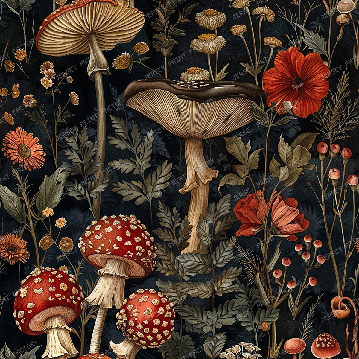 Wildflowers, Mushrooms and Toadstools, Vintage Gothic Halloween