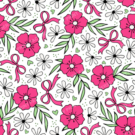 Coquette Meadow Wildflower Floral In Raspberry Pink