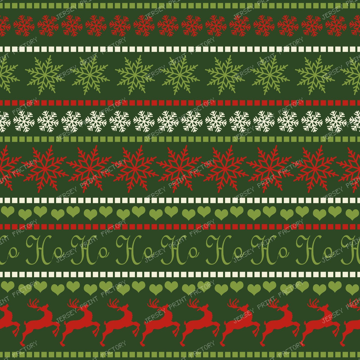 Ugly Christmas Sweater, Snowflakes, Hearts, Reindeer, Blue — Red and Green