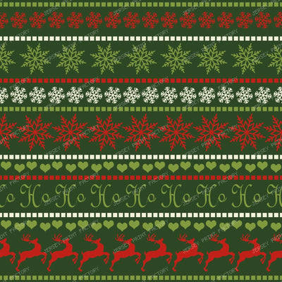 Ugly Christmas Sweater, Snowflakes, Hearts, Reindeer, Blue — Red and Green