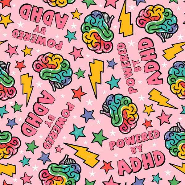 Powered by ADHD Colorful Brain  and Star  Pink