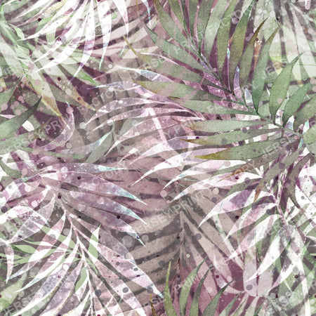 Tropical palm leaves in mauve and green