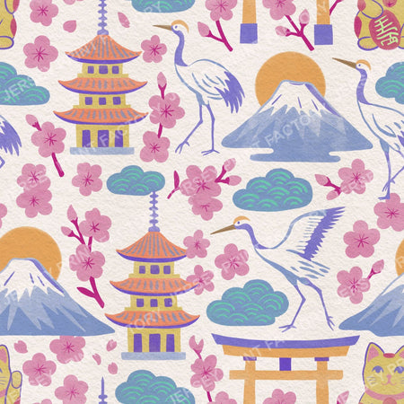 Colourful pastels springtime Japan - Purple Pink Yellow