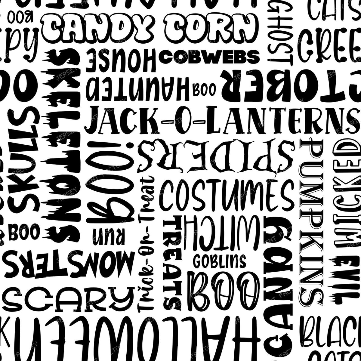 Halloween Word Cloud Sayings Black On White
