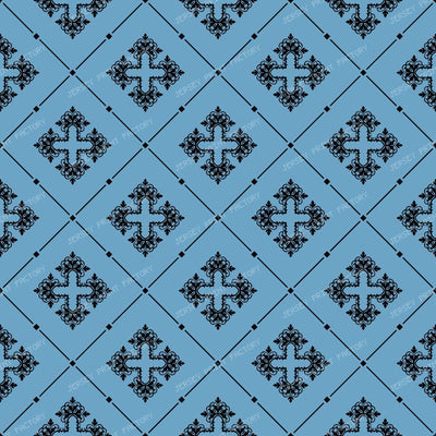 Black And White Damask, French Damask, Baroque Pattern — Blue 4