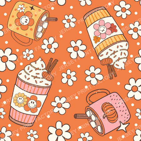 Fall Pumpkin Spice Coffee And Cocoa Drinks Orange